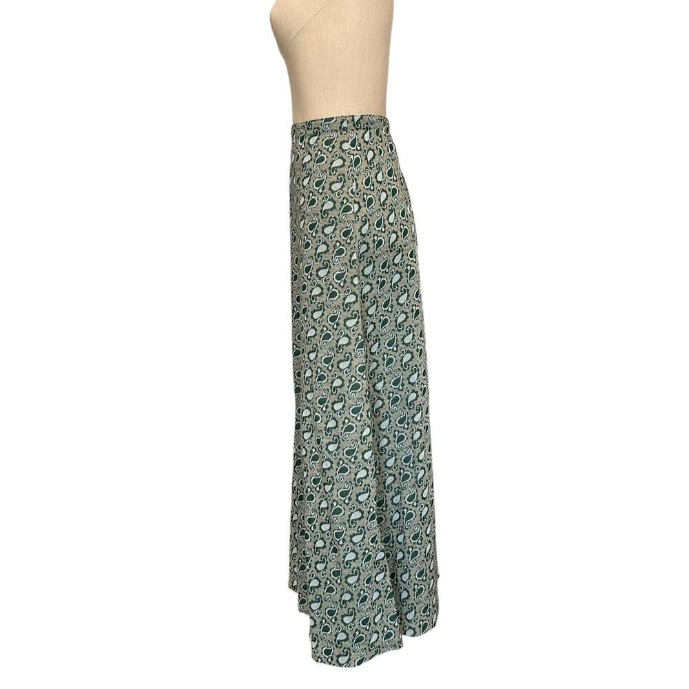 Vintage 70s Green Paisley Maxi Skirt XS - Picture 3 of 10